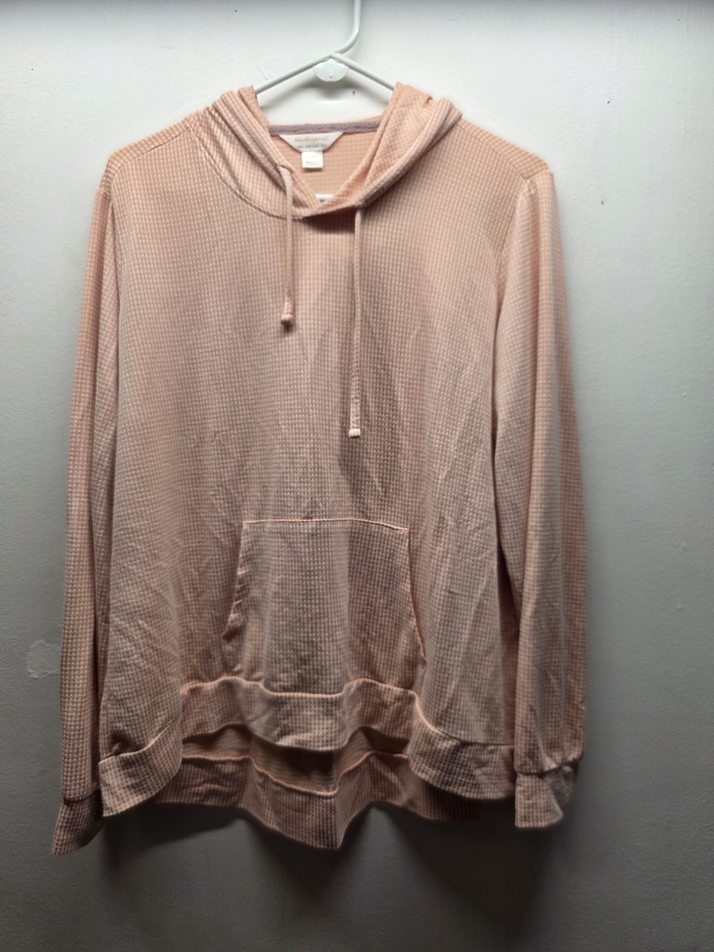Weatherproof Vintage Peach Gingham Hooded Top